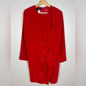 FRASCARA Red Knee Length Ruffle Dress Size 12 Mother of the Bride Party Cocktail